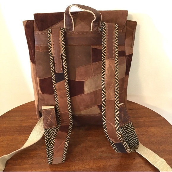 NEW Upcycled Suede Leather Patchwork Backpack main image 4